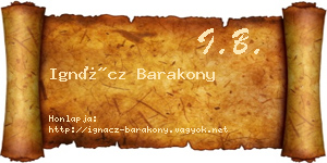 Ignácz Barakony névjegykártya